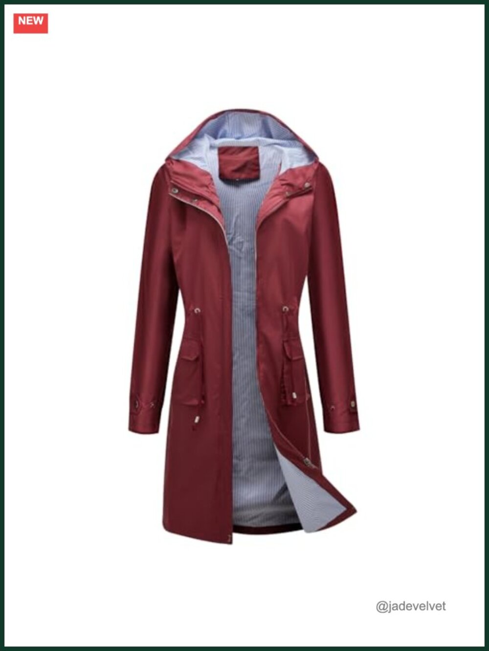 Women's Waterproof Long Raincoat Hooded Trench Jacket Outdoor